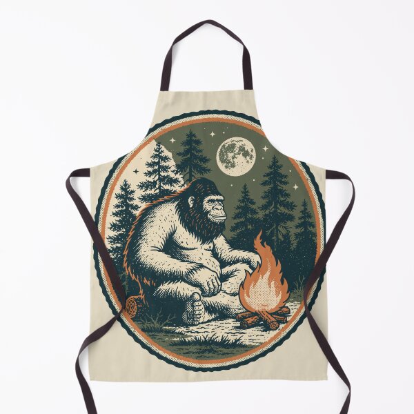Item preview, Cryptid Campfire - Retro Bigfoot Sasquatch Camp Badge designed and sold by FrostyFrisby.
