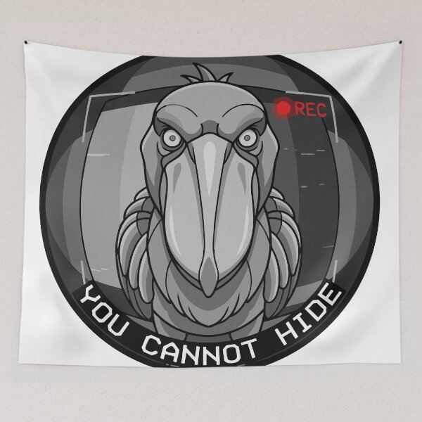 Item preview, You Cannot Hide Shoebill Stork CCTV Camera Meme designed and sold by Arc2020.