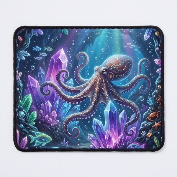 Item preview, Crystal Cave Octopus Wall Art – Magical Underwater Fantasy Illustration designed and sold by ZyxDes.