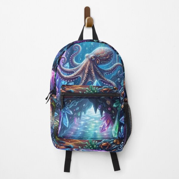 Item preview, Crystal Cave Octopus Wall Art – Magical Underwater Fantasy Illustration designed and sold by ZyxDes.