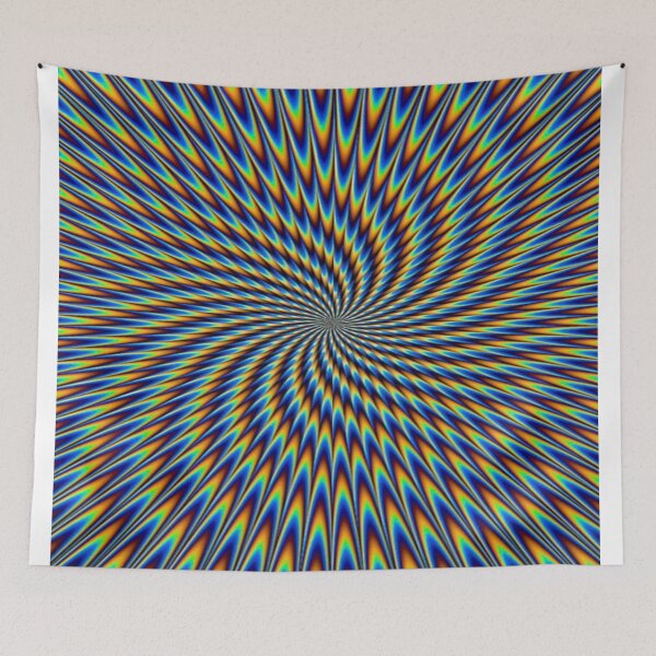 Aperçu de l'œuvre Le Vertige des Couleurs Infinies Illusion d'Optique Psychédélique - Tunnel Radial Bleu et Orange créée et vendue par RAYBIL.