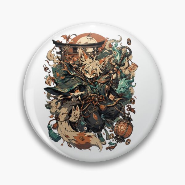 Item preview, Mystic Kitsune Spirit Guardian – Japanese Fantasy Fox Yokai Vintage T-Shirt designed and sold by D.Shop.