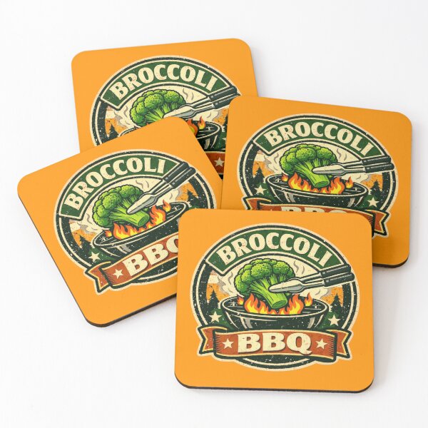 Item preview, Broccoli BBQ Emblem – Funny Retro Flaming Grill Badge designed and sold by Timeless Junction.