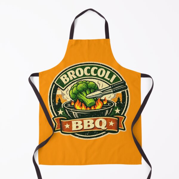 Item preview, Broccoli BBQ Emblem – Funny Retro Flaming Grill Badge designed and sold by Timeless Junction.