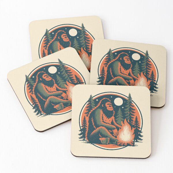 Item preview, Cryptid Campfire - Retro Bigfoot Sasquatch Camp Badge designed and sold by FrostyFrisby.