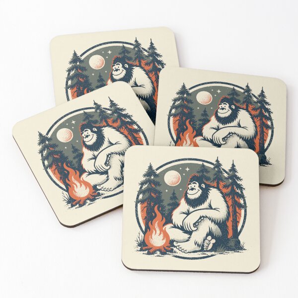 Item preview, Cryptid Campfire - Retro Bigfoot Sasquatch Camp Badge designed and sold by FrostyFrisby.