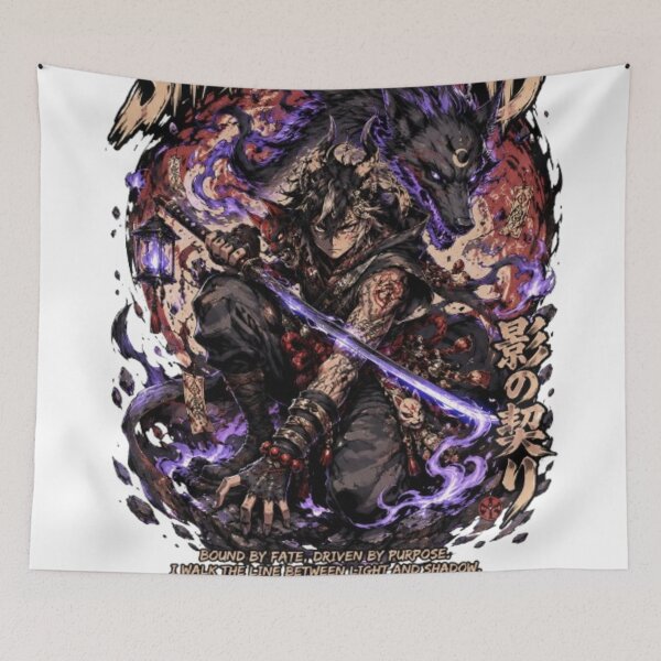 Item preview, Shadow Bound – Dark Spirit Wolf Samurai Fantasy Vintage T-Shirt designed and sold by D.Shop.