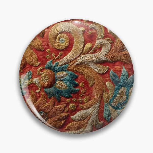Item preview, Luxury Oriental Colorful Paisley Embroidery Pattern Antique Silk Textile designed and sold by GrinGalore.