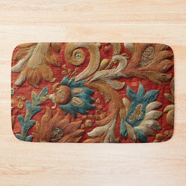Item preview, Luxury Oriental Colorful Paisley Embroidery Pattern Antique Silk Textile designed and sold by GrinGalore.