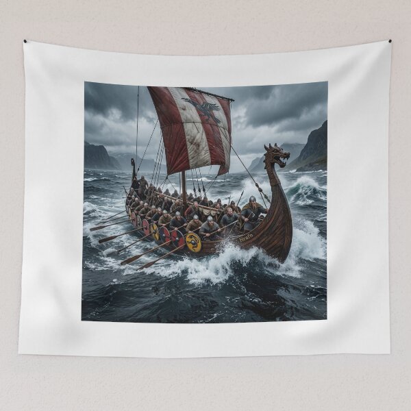 Item preview, Vikings crossing the violent sea designed and sold by NiceArtsPlace.