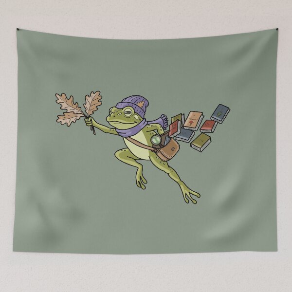 Item preview, Frog mycology scholar dark academia autumn cottagecore illustration designed and sold by LeshanArt.