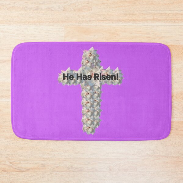 Item preview, He Has Risen white rose cross designed and sold by gracehopelove.