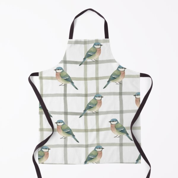 Item preview, ​Watercolor Bluebirds on Soft Grey Plaid Pattern designed and sold by wissal.studio.