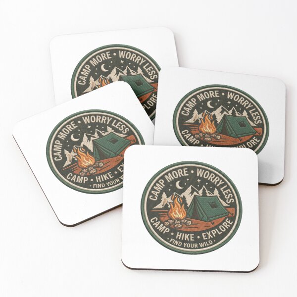 Item preview, Camp More Worry Less – Vintage Embroidered Camping Badge designed and sold by Salma.Store.