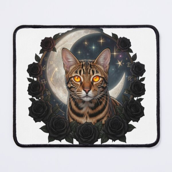 Item preview, Mystical Bengal Cat | Gothic Moon Illustration designed and sold by JanjjaSoulInk.