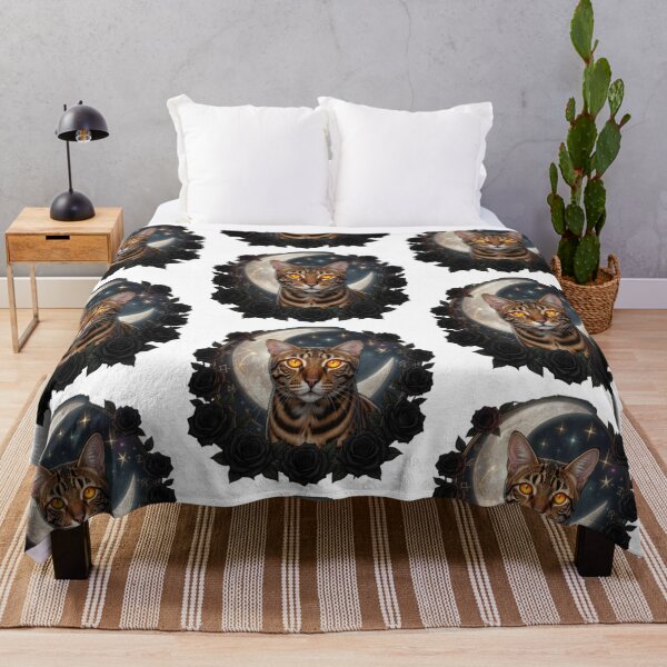 Item preview, Mystical Bengal Cat | Gothic Moon Illustration designed and sold by JanjjaSoulInk.