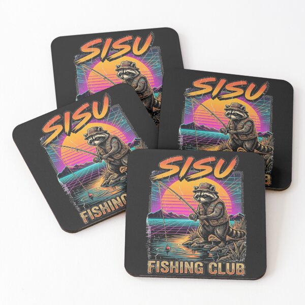 Item preview, Sisu Fishing Club - 80s Retro Feral Raccoon designed and sold by SisuPrintsCo.