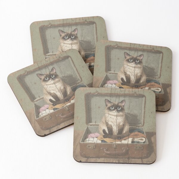 Item preview, Tonkinese Cat Sitting in the Suitcase to Stop Your Holiday Folk Art designed and sold by PictorialWhimsy.