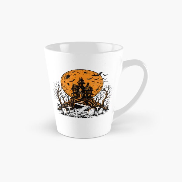 Item preview, Haunted House Silhouette with Orange Full Moon designed and sold by fawzimorsy.