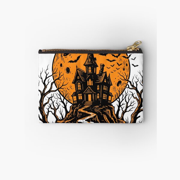 Item preview, Haunted House Silhouette with Orange Full Moon designed and sold by fawzimorsy.