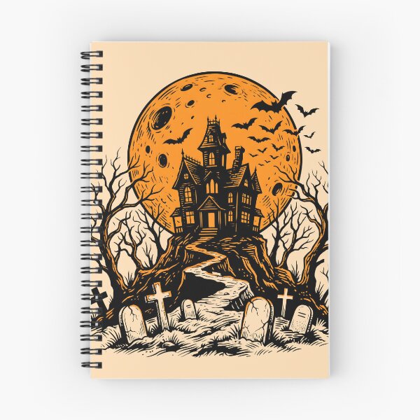 Item preview, Haunted House Silhouette with Orange Full Moon designed and sold by fawzimorsy.