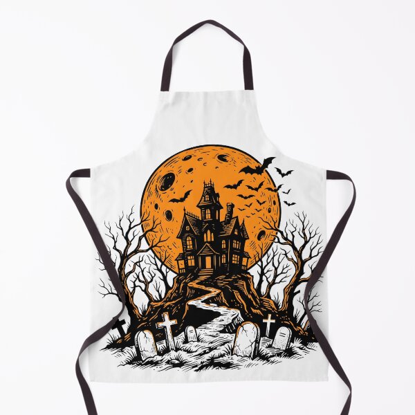 Item preview, Haunted House Silhouette with Orange Full Moon designed and sold by fawzimorsy.