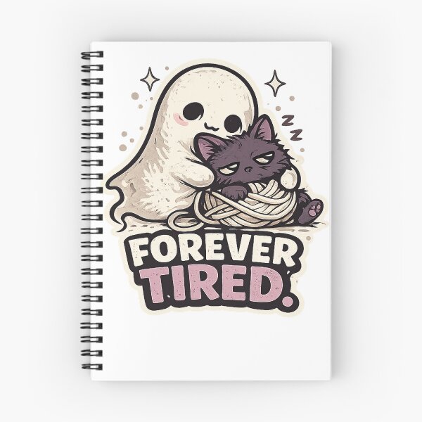 Item preview, Cute Ghost and Sleepy Cat Forever Tired designed and sold by HESE ODDWORKS.