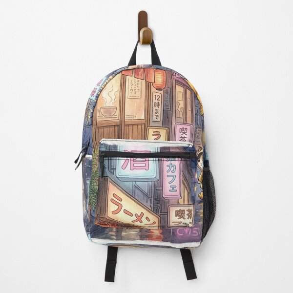 Item preview, Cute Cat in Yellow Raincoat Rainy Tokyo Alley designed and sold by NiceArtsPlace.