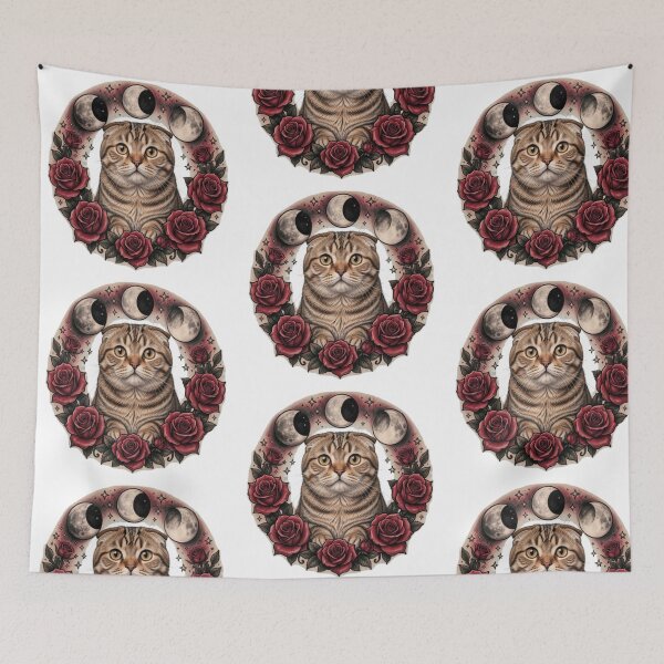 Item preview, Celestial Scottish Fold | Gothic Cat Illustration designed and sold by JanjjaSoulInk.