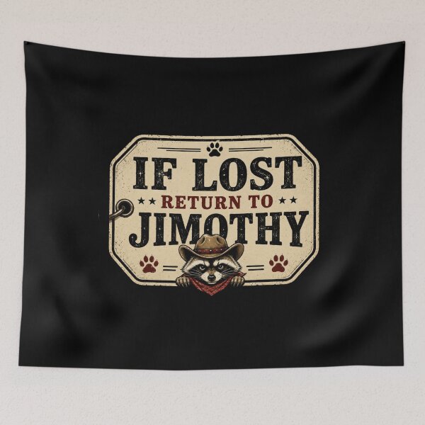 Item preview, If Lost Return to Jimothy Funny Raccoon T-Shirt – Vintage Tag Meme Design Trash Panda Humor designed and sold by Artimax-Studio.