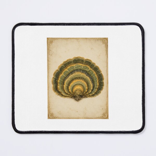 Item preview, Glowing Turkey Tail Bracket Fungi Specimen Print — Luminous Vintage Mycology Art designed and sold by Brackenlume Studio.