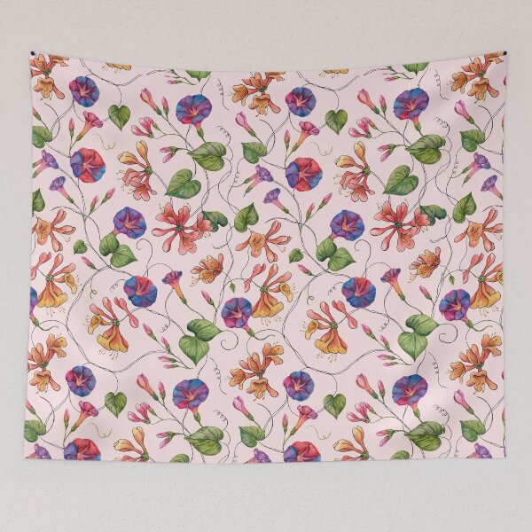 Item preview, Morning Glory Floral Pattern - Watercolor Botanical Design on Pink designed and sold by NuvoraNest.