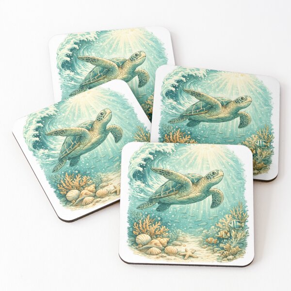 Item preview, Sea Turtle Ocean Vintage Marine Life Beach  designed and sold by Glitchart66.
