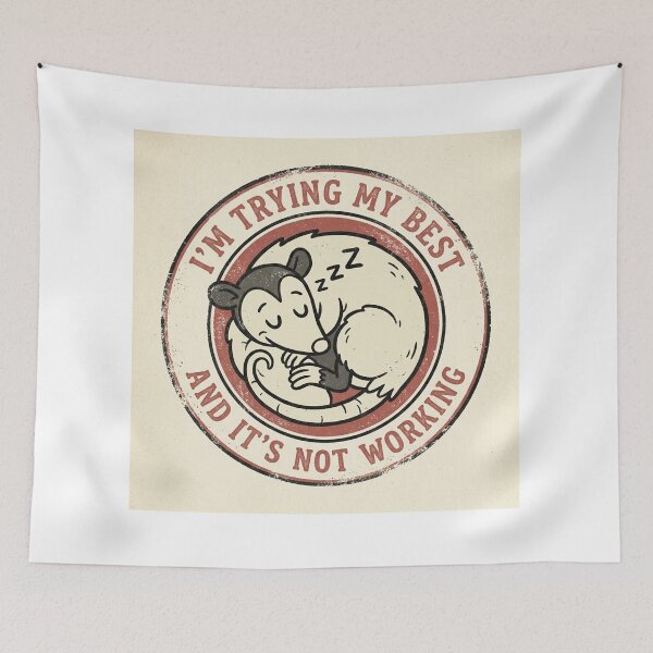 Item preview, I'm Trying My Best Opossum Vintage Badge designed and sold by NiceArtsPlace.