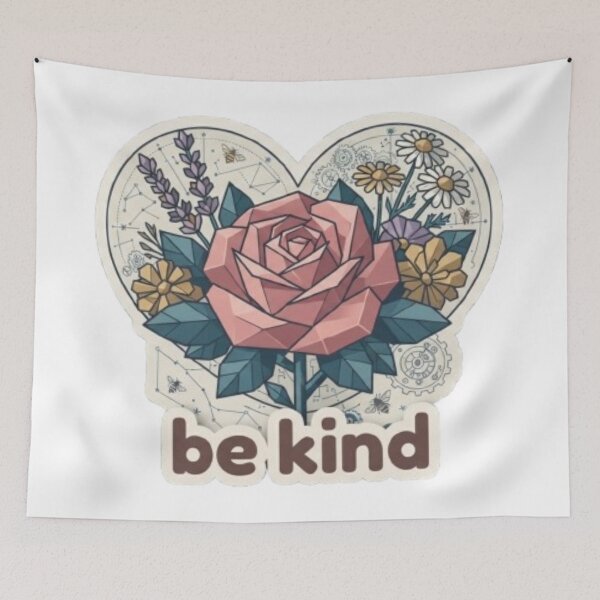 Item preview, Be Kind colourful flowers designed and sold by Red Canvas.
