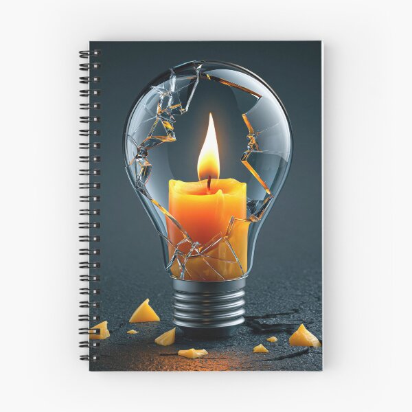 Item preview, Broken Light Bulb with Candle – Power Outage Survival Illustration designed and sold by WordPlayStudio.