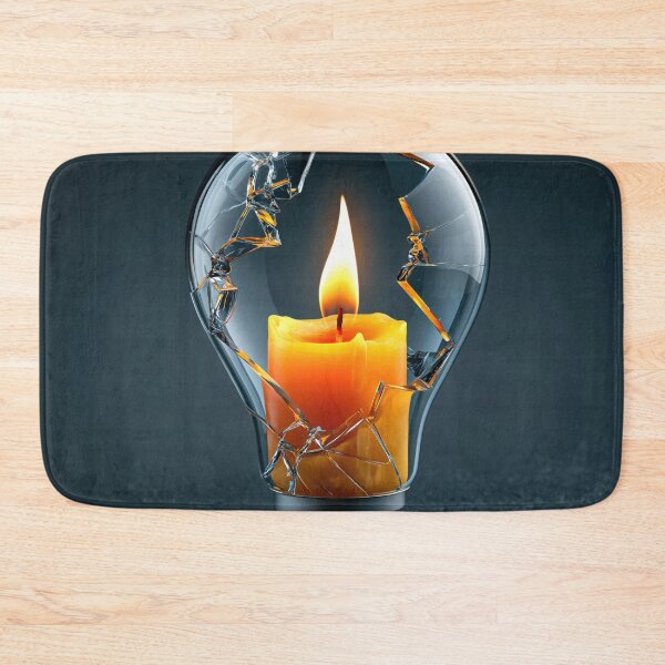 Item preview, Broken Light Bulb with Candle – Power Outage Survival Illustration designed and sold by WordPlayStudio.