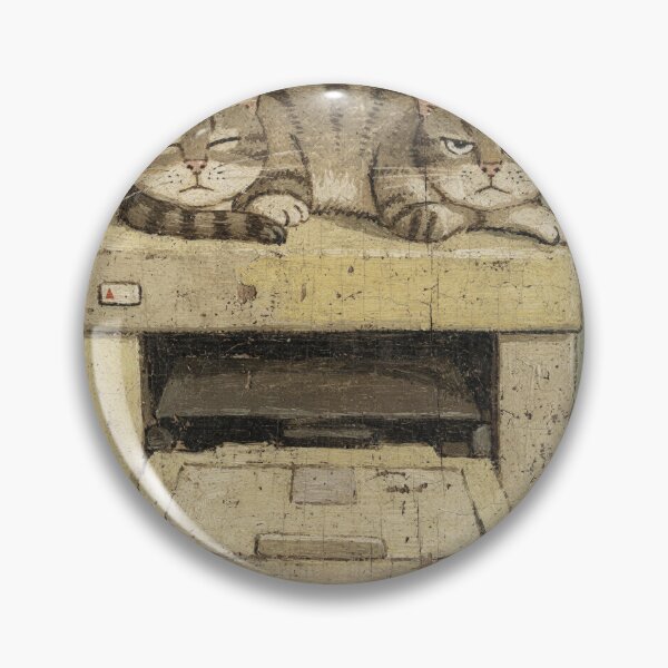 Item preview, Two Cats Refusing to Move Off the Warm Printer Folk Art designed and sold by PictorialWhimsy.