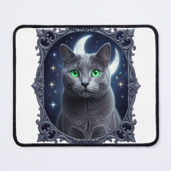 Item preview, Mystical Russian Blue Cat | Celestial Gothic Art designed and sold by JanjjaSoulInk.
