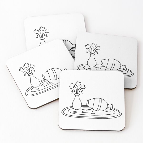 Item preview, A vase turned sideways lying next to scattered flowers on the rug designed and sold by rasagamastore.