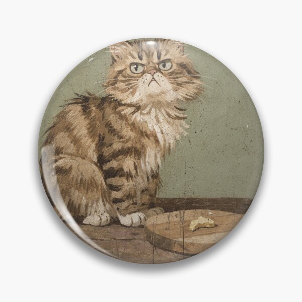 Item preview, Indignant Ragamuffin Cat Denied the Last Bite of Cheese Folk Art designed and sold by PictorialWhimsy.