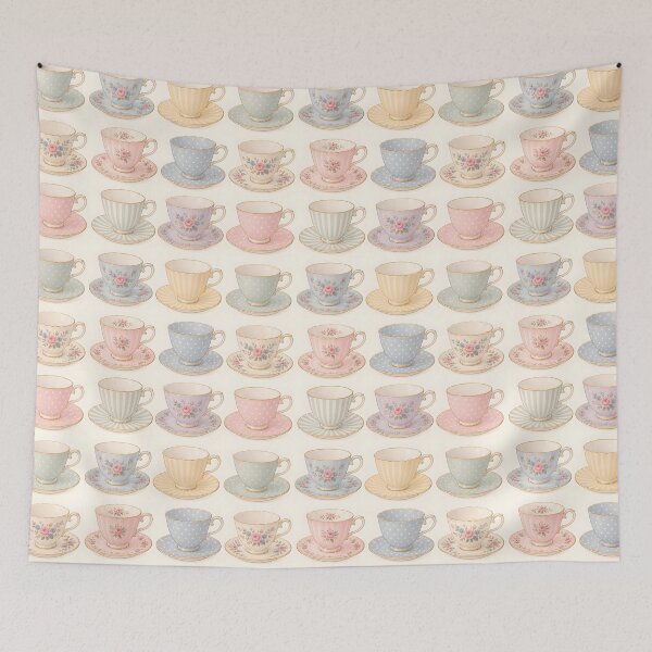 Item preview, Vintage cottagecore teacup design designed and sold by KLflorals.
