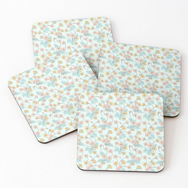Item preview, Retro Floral Pattern - Pink & Yellow Flowers on Mint Green designed and sold by NuvoraNest.