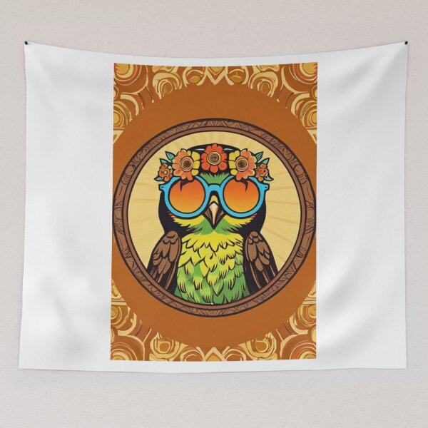 Item preview, Art - Vintage Stylized Owl, 1970s Psychedelic Illustration designed and sold by World-Pets.