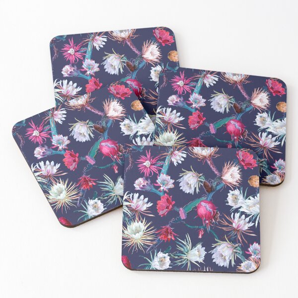Item preview, Cactus Flowers (deep indigo setting) designed and sold by Reinvented Decors.