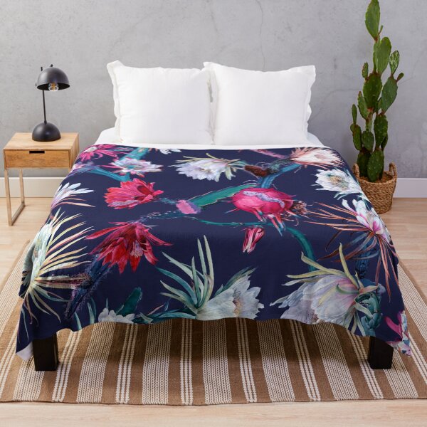 Item preview, Cactus Flowers (deep indigo setting) designed and sold by Reinvented Decors.