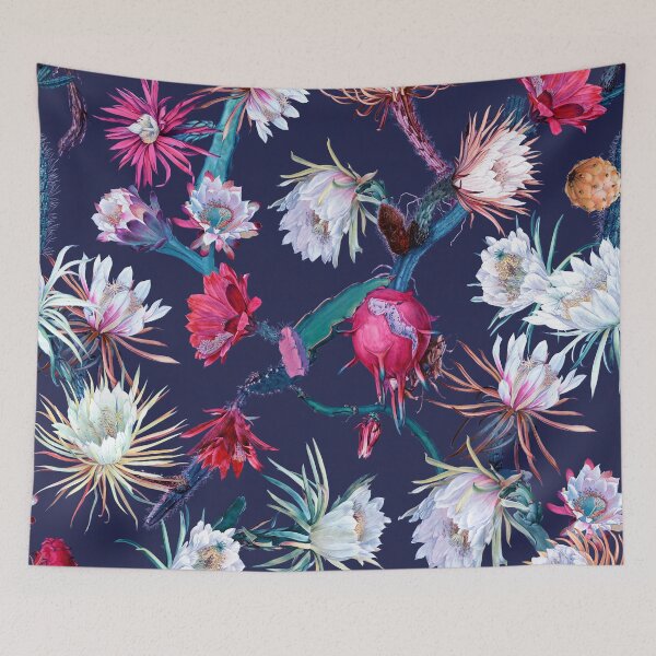 Item preview, Cactus Flowers (deep indigo setting) designed and sold by Reinvented Decors.