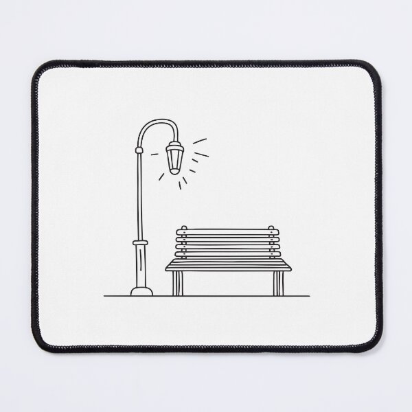 Item preview, A bench positioned under a streetlamp in the city plaza designed and sold by rasagamastore.