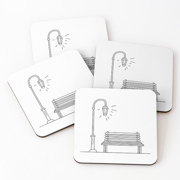 Item preview, A bench positioned under a streetlamp in the city plaza designed and sold by rasagamastore.