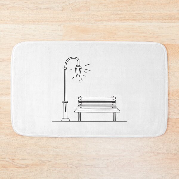 Item preview, A bench positioned under a streetlamp in the city plaza designed and sold by rasagamastore.